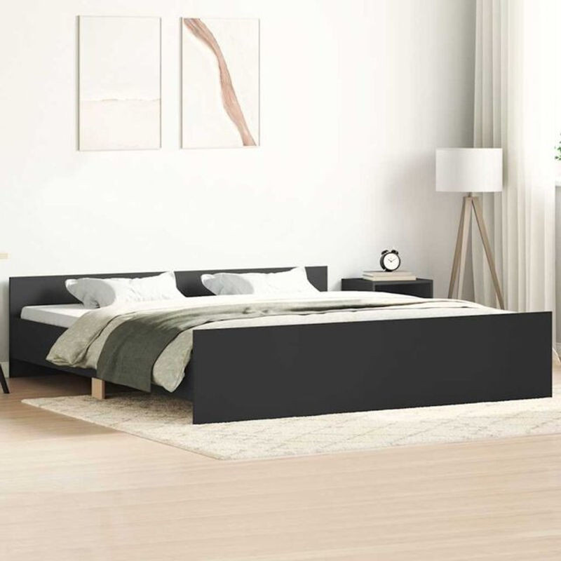 Vidaxl Massivholzbett aus Kiefer in Schwarz mit Kopf- und Fußteil, B/T/H: 160 x 200 cm - Bild 1