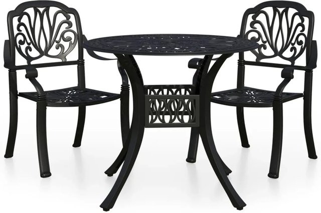 vidaXL 3-tlg Bistro-Set aus Aluminiumguss in Schwarz matt, Modell 3 - Bild 1