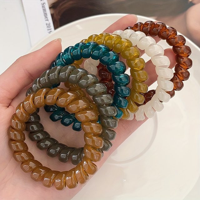 Spiral Haar Gummis, 6er Set, dunkle Gelee Farbe, Damen - Bild 1