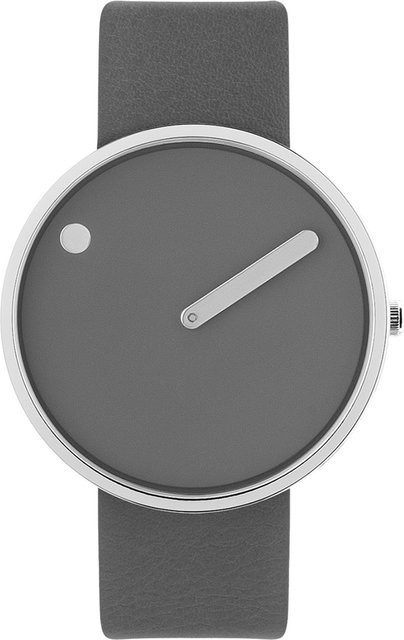 PICTO Analoguhr, Quarz, Edelstahl, Grau, 40 mm, Leder, Unisex - Bild 1