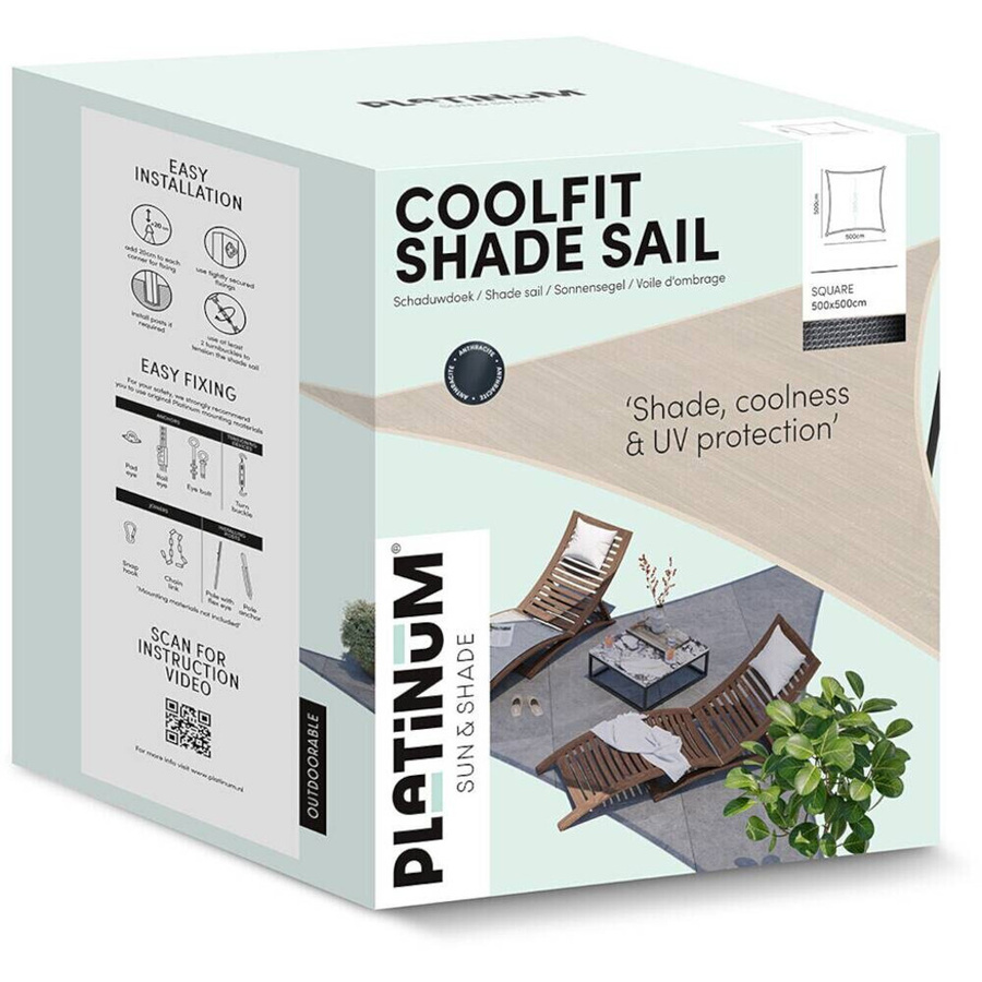 PLATINUM Sonnensegel Coolfit aus Polyethylen in Sand, B x H x L: 500 x 1 x 500 cm - Bild 2