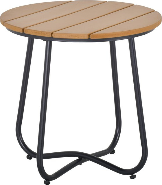 Outsunny Gartentisch rund aus Stahl in Braun mit verstellbaren Füßen für Balkon und Terrasse, Durchmesser: 49 cm, Höhe: 48 cm - Bild 1