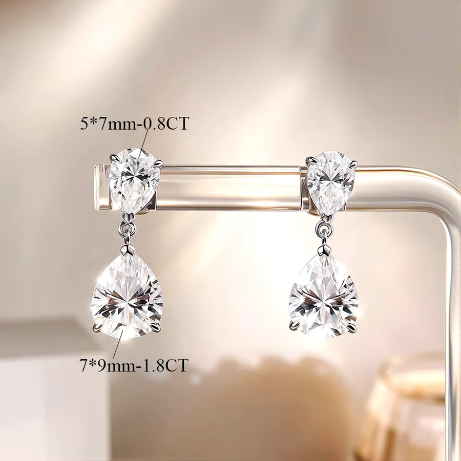COSYA Tropfenohrringe, 925 Silber, Moissanit, Damen - Bild 2
