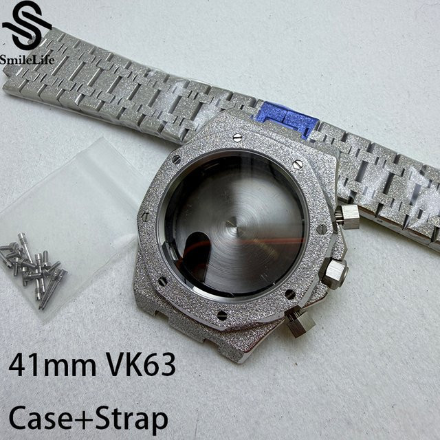 SmileLife Uhrengehäuse Edelstahl, silber, 41 mm, Saphirglas, Uhrenzubehör - Bild 1