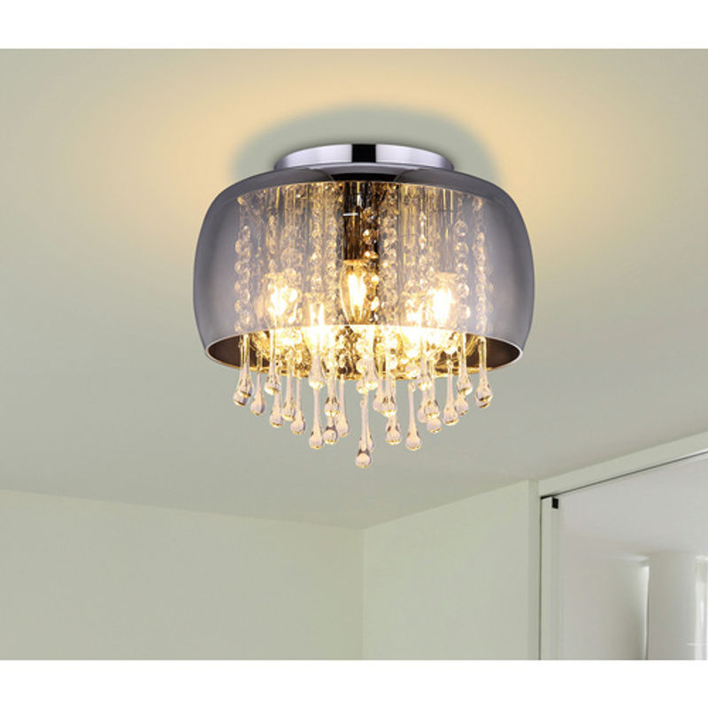 GLOBO LIGHTING Kalla LED-Deckenleuchte in Chrom mit Glas, rund, Durchmesser: 35 cm, Höhe: 125 cm - Bild 4