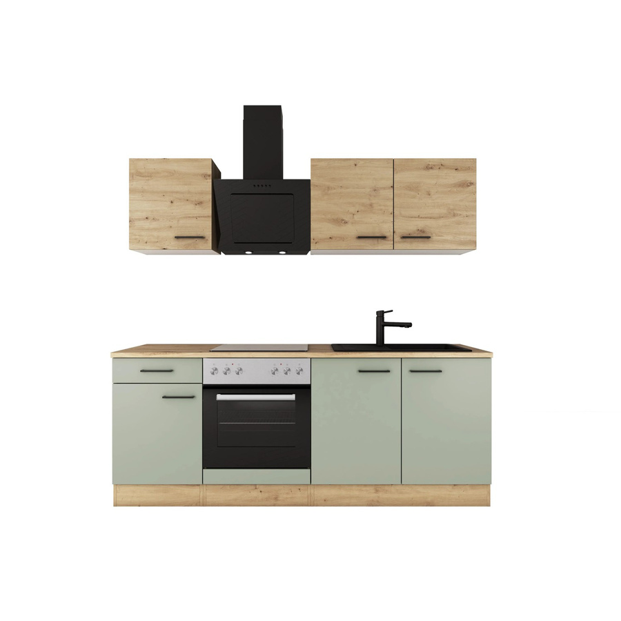Flex-Well Exclusiv Küche Cara 1601-005sWs in Schilfgrün matt und Artisan Eiche, Breite: 210 cm, Höhe: 57 cm, Tiefe: 6 cm - Bild 2