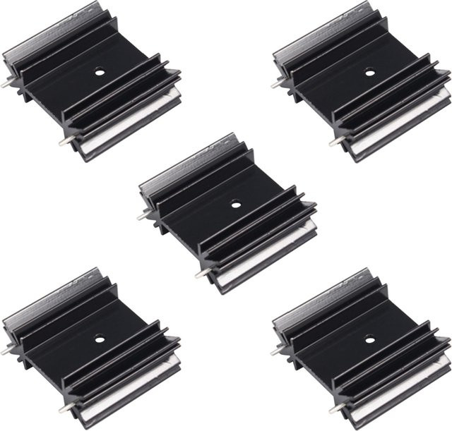 Gaqqee Aluminium Kühlkörper Set Schwarz B/H/T: 34 x 38 x 12 mm für Drei-Band Audio Regler, 5 Stück - Bild 1