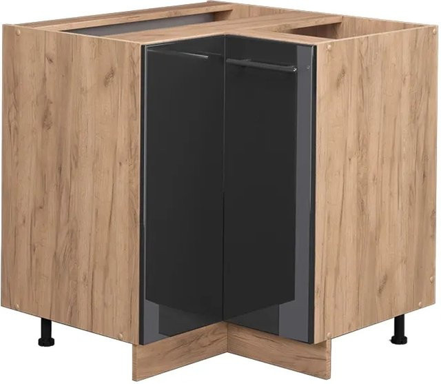 Vicco Eckunterschrank Fame-Line Küchenschrank in Eiche und Anthrazit Hochglanz mit Softclose-Scharnieren und Einlegeboden, Breite: 87 cm - Bild 2