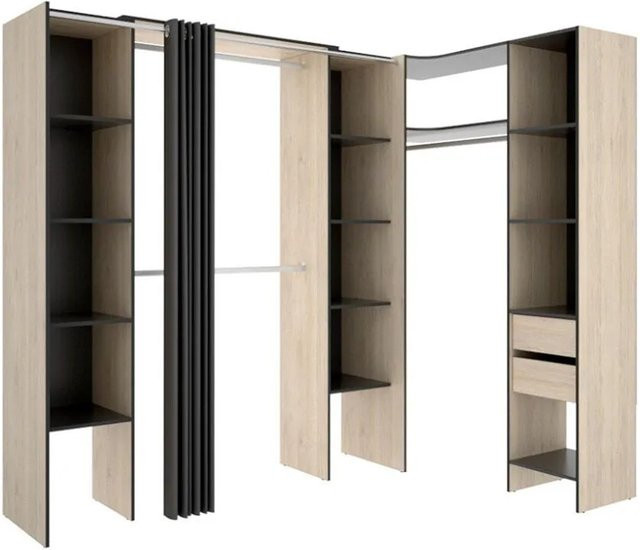 Offener Kleiderschrank Dorian von Vente-unique in Anthrazitgrau, B: 164 cm, H: 234 cm, T: 141 cm - Bild 1