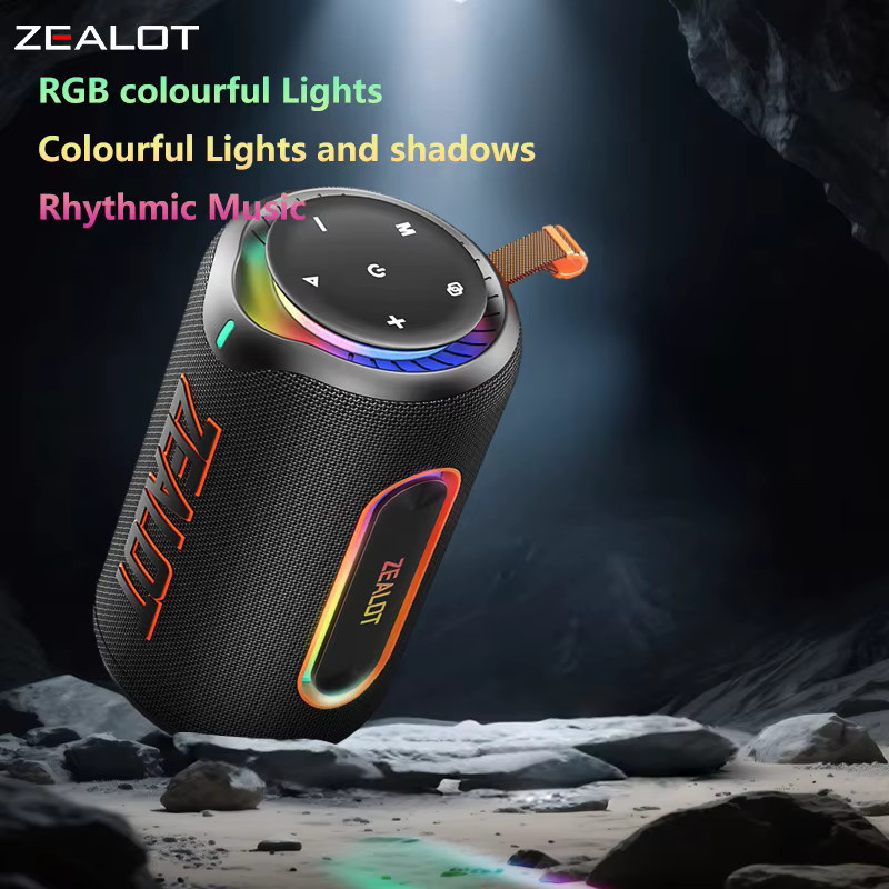 ZEALOT MP1 Kabelloser Lautsprecher mit 60 W Leistung, RGB-Licht, IPX6 wasserdicht und 30 Stunden Spielzeit, Farbe: Schwarz - Bild 5