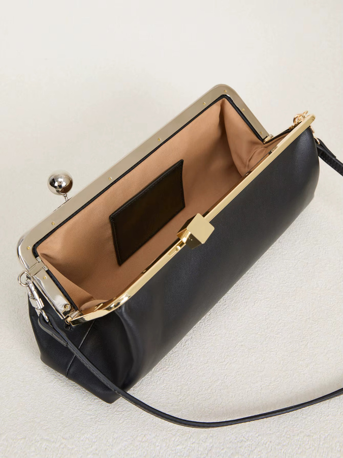 DONGSUO Clutch Damen, schwarze Mikrofaser-Leder-Umhängetasche - Bild 4