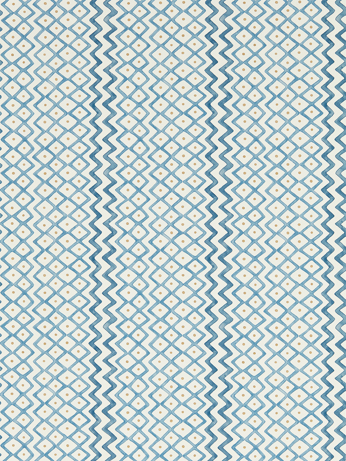 Sanderson Tapete Khes in Indigo/Woad mit abstraktem geometrischem Muster als Vlies-Tapete - Bild 1