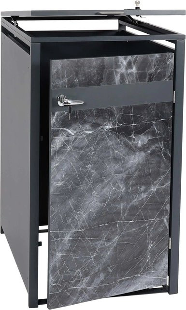 PROREGAL Mülltonnenbox für 1 Tonne aus verzinktem Stahl in Anthrazit mit Marmor-Optik, B/T/H: 117 x 68 x 80 cm - Bild 1
