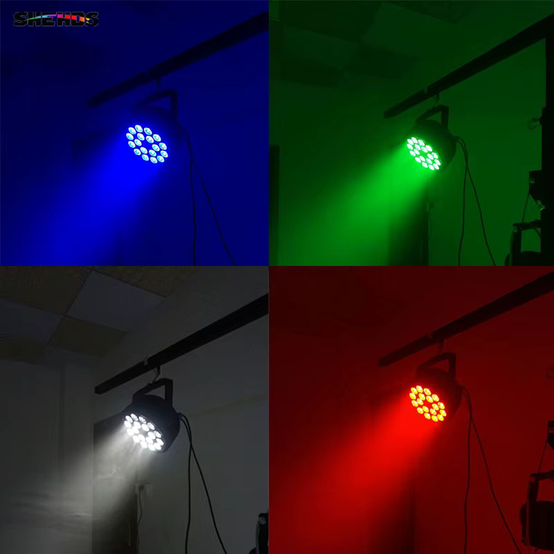 SHEHDS LED Flat Big Par Bühnenbeleuchtung 18x18W 6in1 DMX512 Schwarz - Bild 3