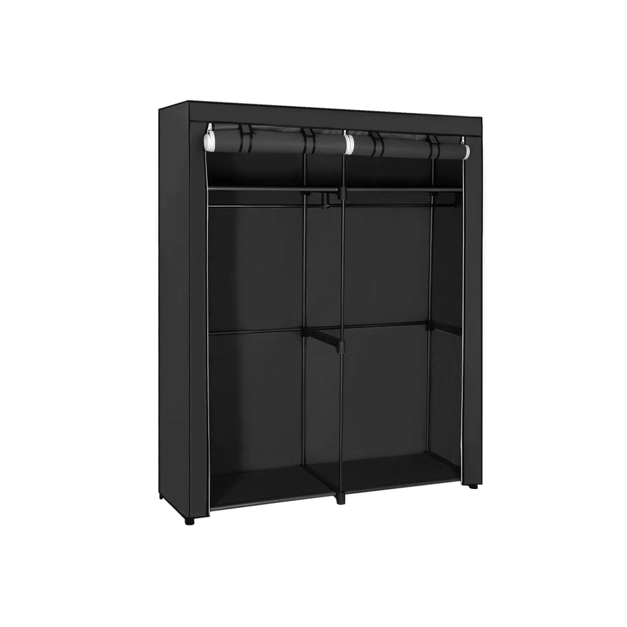 Songmics Stoffschrank mit Kleiderstange und Regalfächern in Schwarz, B/T/H: 140 x 43 x 174 cm - Bild 2