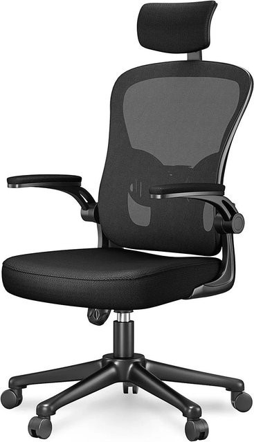 Rattantree Ergonomischer Bürostuhl in Schwarz mit Mesh-Rückenlehne, Kopfstütze, Armlehnen und Höhenverstellung - Bild 1