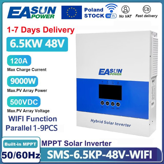 EASUN Hybrider Solar Inverter 6500W 2000W MPPT 120A Laderegler mit reiner Sinuswelle und WIFI in Weiß - Bild 1