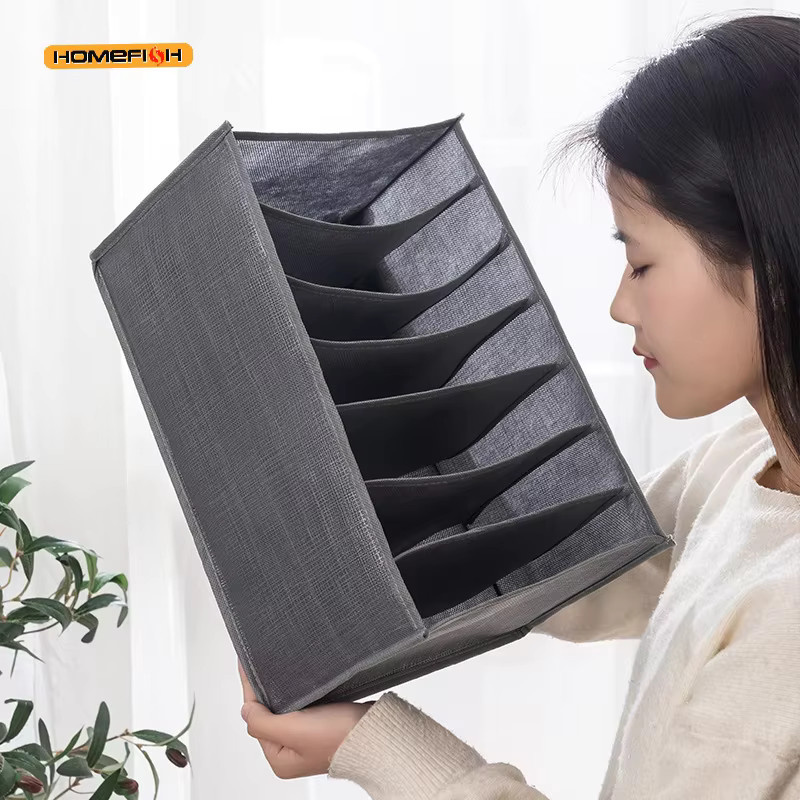 XIANGYANGHUA Aufbewahrungsbox mit 9 Gittern aus Vliesstoff in Grau, stapelbar und platzsparend für Kleidung und Unterwäsche - Bild 5