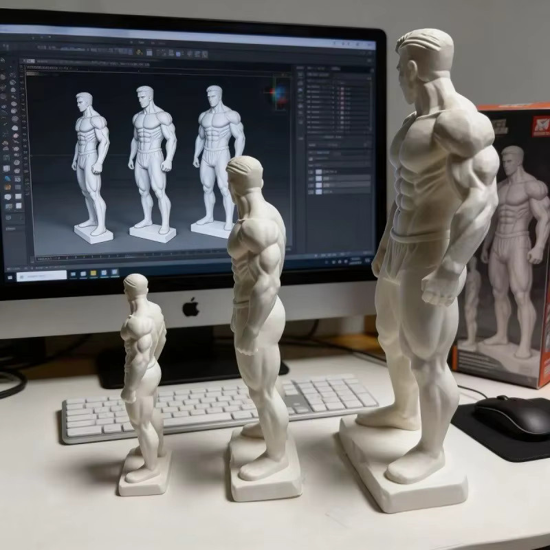CELEBON 3D-gedruckte dekorative Figur eines muskulösen Mannes in Weiß für die Tischdekoration - Bild 4