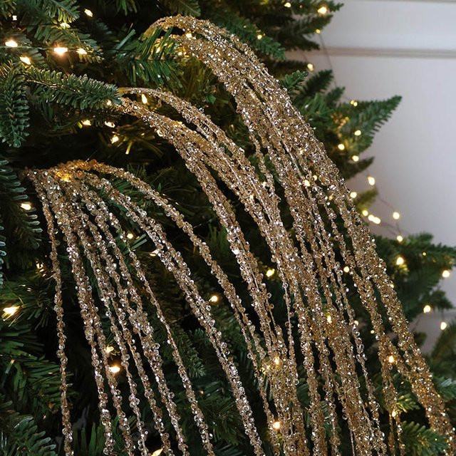 WOHLTAO Weihnachtsbaum-Dekoration Pailletten-Glitzer Weizenähren in Weiß und Gold - Bild 1