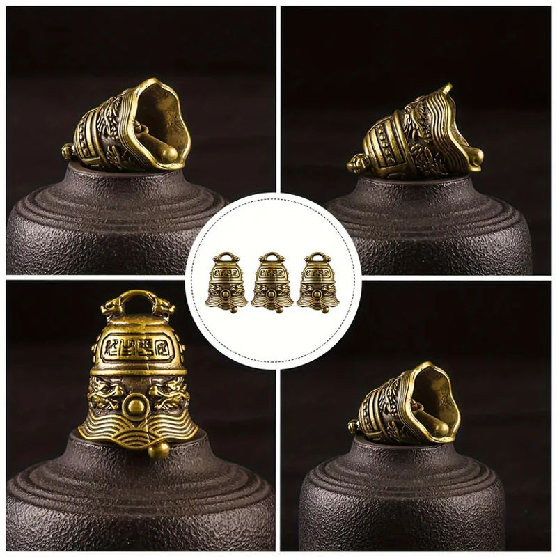 SZ-Damai 2er-Set dekorative Glocken-Anhänger aus Messing in Gold, Vintage Hängedekoration aus Metall - Bild 4
