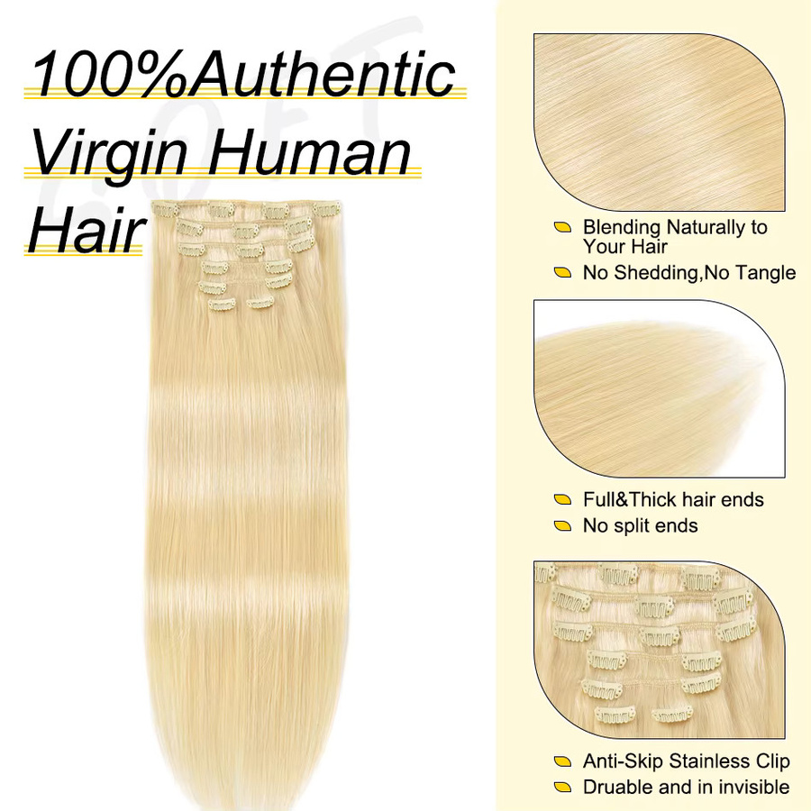 Yelo Clip-In-Echthaarverlängerungen, brasilianisches Remy-Haarteil, 80–120 g - Bild 2