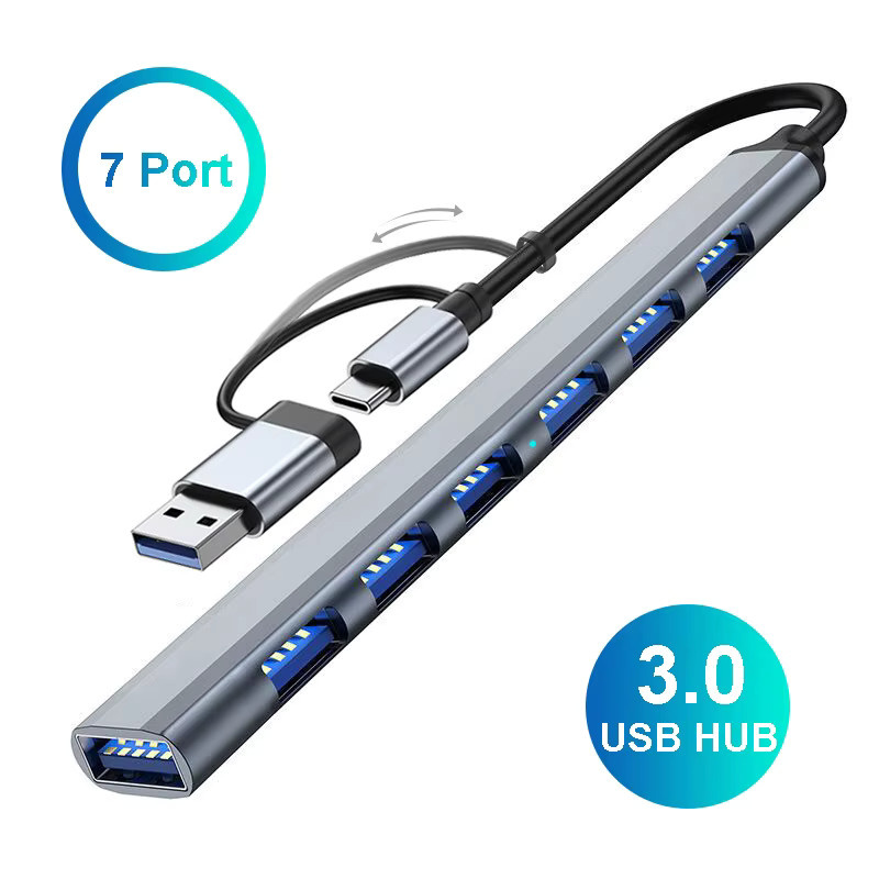 KEBIDUMEI 7-in-2 USB-C Dockingstation und USB 3.0 Hub mit 5Gbps, OTG Adapter für PC und Laptop, Farbe: Silber - Bild 7