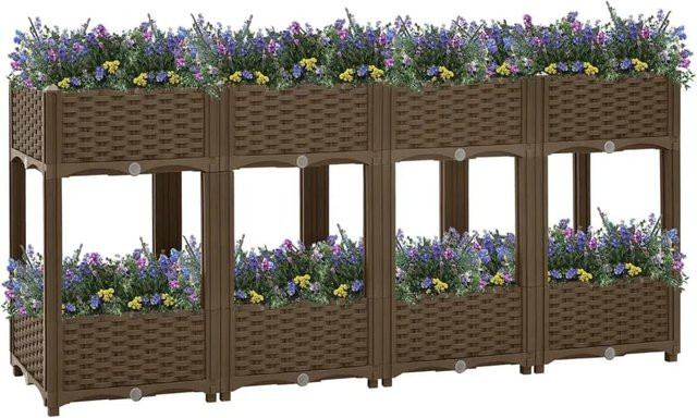 Hochbeet furnicato aus Polypropylen in Braun, B/T/H: 160 x 40 x 71 cm - Bild 1
