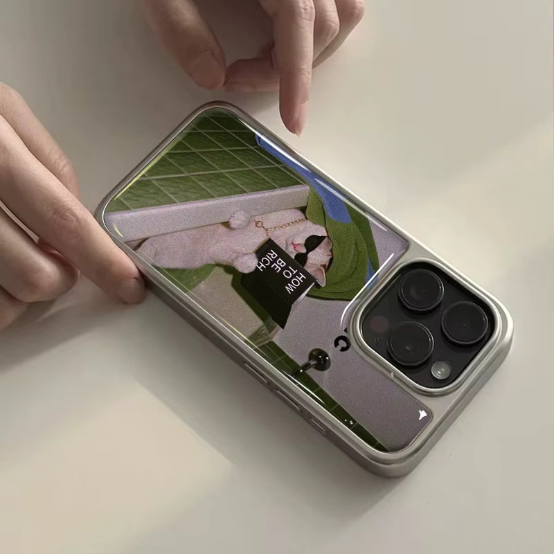 Samsung Galaxy S23 S24 S25 S26 Plus FE Ultra Edge Hydrogel Handyhülle Wie man reich sein Kitty Design in Silber - Bild 2