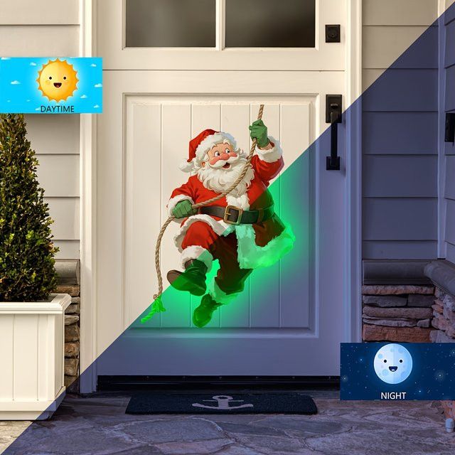 DUTRIEUX Weihnachtsmann Wandaufkleber aus PVC im Dunkeln leuchtend, bunte Weihnachtsdekoration für dein Zuhause - Bild 1