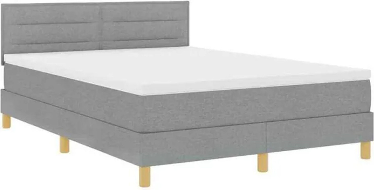 vidaXL Boxspringbett mit Matratze in Grau aus Stoff, B/T/H: 140 x 190 cm - Bild 1