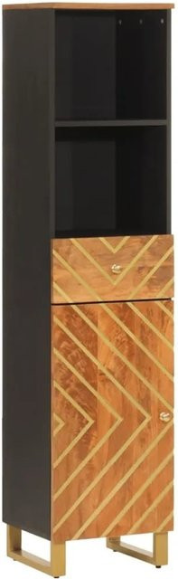 vidaXL Badschrank aus Massivholz Mango in Braun und Schwarz, B/T/H: 38 x 33,5 x 160 cm - Bild 1