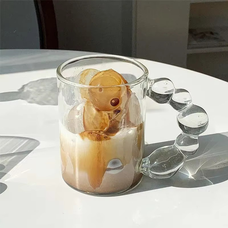 Luxuriöse Kaffeetassen aus Glas im europäischen Stil, transparente Teetassen mit Henkel für Milch und Nachmittagstee - Bild 2