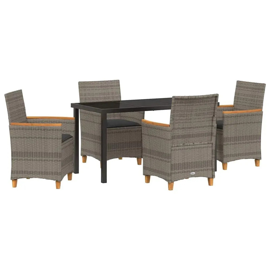 vidaXL Garten Essgruppe 5-teilig aus Poly-Rattan und Stahl in Grau - Bild 2