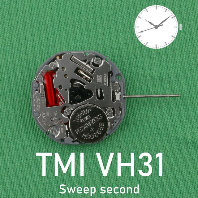 SII VH31 Uhrwerk, 3-Zeiger Sweep Second, Silber, Unisex - Bild 1