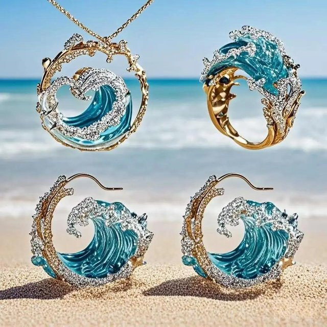 Discover Intime Schmuck-Set, Welle, Damen, blue - Bild 1