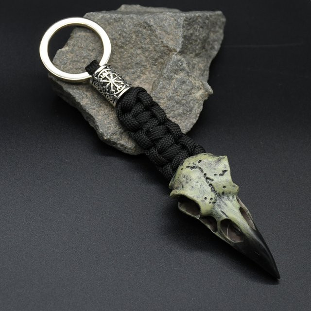 Odin Rabenschlüsselanhänger, Wikinger Adlerkopf, Paracord Seil, Unisex - Bild 1