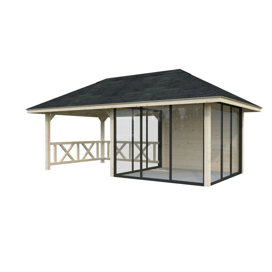 PALMAKO Pavillon Bianca Set 204 Slide aus Fichtenholz in Braun mit transparentem Zeltdach, B/H/T: 588 x 319 x 300 cm - Bild 3