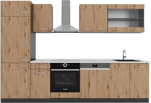 Vicco R-Line Küchenzeile Artisan Eiche und Anthrazit mit Marmor-Optik, Breite: 300 cm - Bild 1