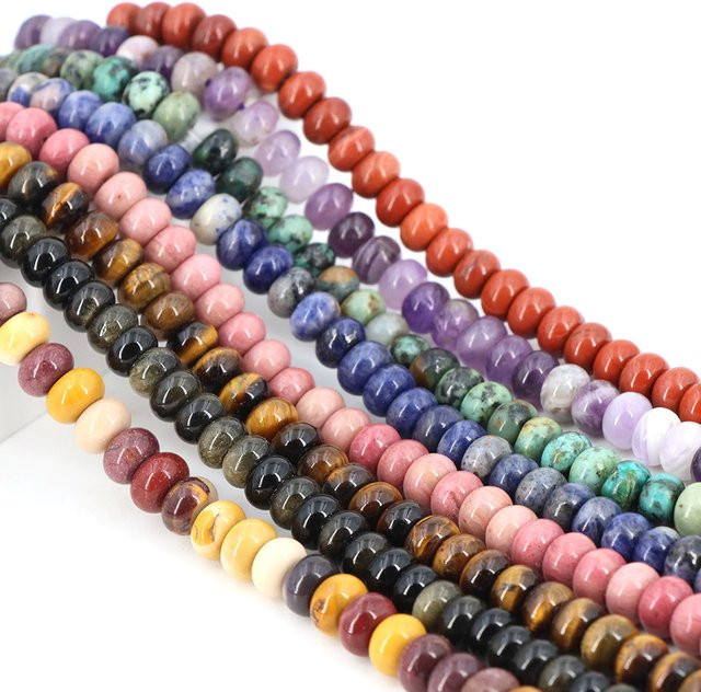 Naturstein Heilkristalle Abacus Rondelle Perlen, 5x8mm, Unisex - Bild 1