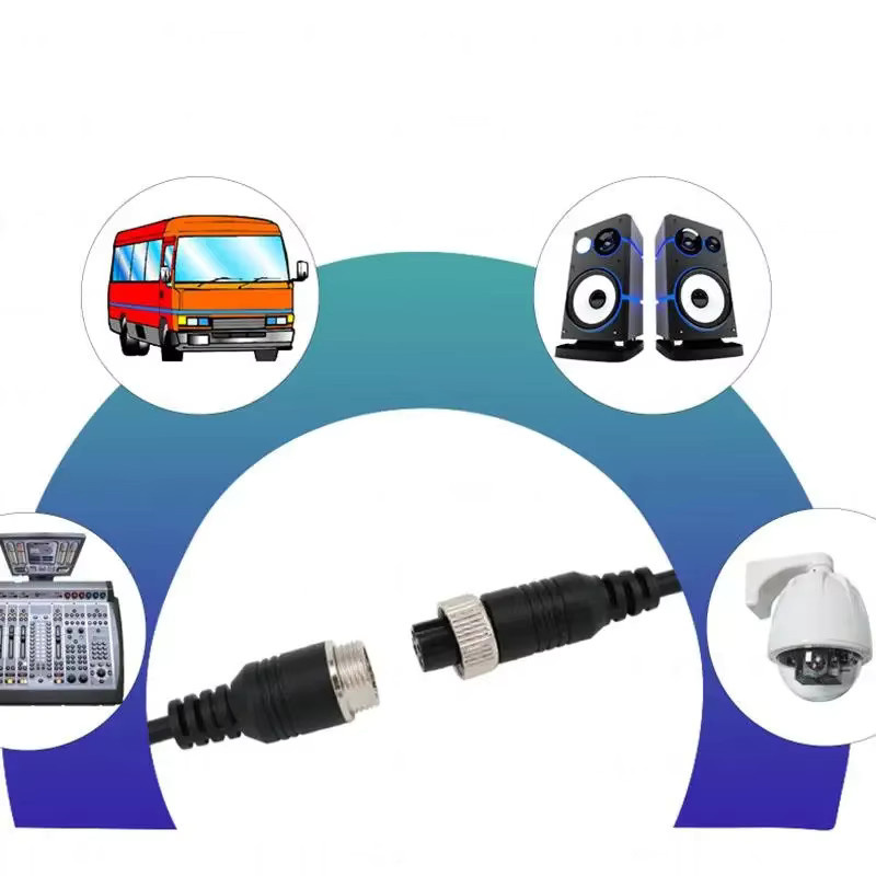 QXNY 4-poliges Luftfahrt-Signalkabel GX12 in Schwarz für Auto-Rückfahrkamera, DVR, Video, CCTV-Monitor und Subwoofer - Bild 4