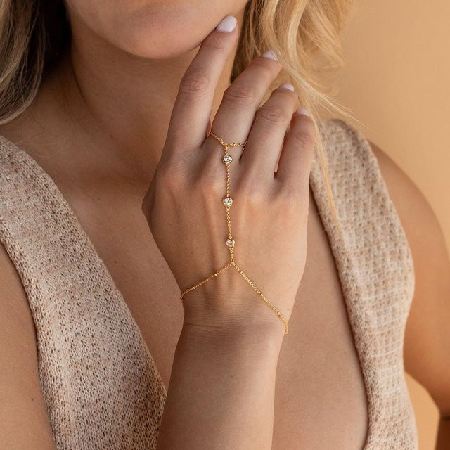 Armband Ring, vergoldet, Zirkonia, Damen - Bild 1