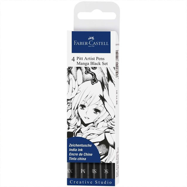 Faber Castell Pitt Artist Pen Manga Tuschestift-Set in Schwarz für Profis mit Brush-Spitze - Bild 1