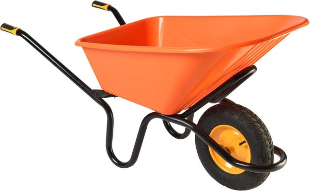 Haemmerlin Schubkarre Crusader 120 mit Kunststoffmulde und Luftrad in Orange - Bild 1