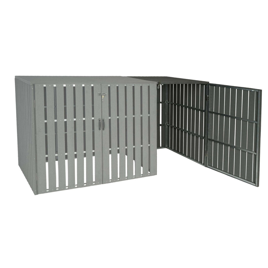 Proregal WPC-Mülltonnenverkleidung Erweiterung in Grau mit Holzoptik aus WPC und verzinktem Stahl, H x B x T: 115 x 66 x 76 cm - Bild 2
