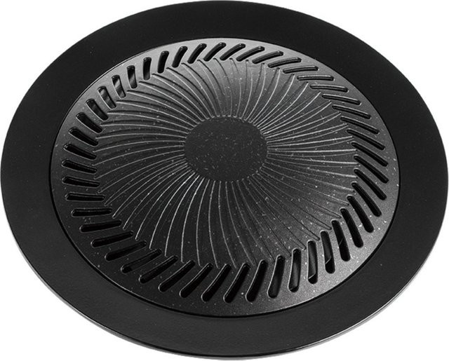 KOSUN Koreanische Grillpfanne aus Aluminium, rund, antihaftbeschichtet, Schwarz - Bild 1
