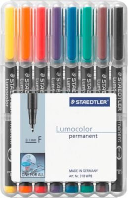 STAEDTLER Lumocolor Universalmarker Permanent-Stifte, 8er Set, farbsortiert, Spitze: Bullet - Bild 1