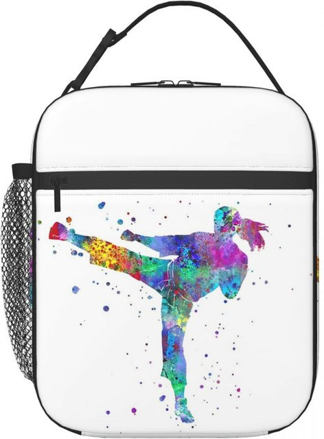 Fancy Style Studio Thermische Lunchtasche für Mädchen mit Karate Kämpferin Motiv, Auslaufsicher und Mehrfarbig - Bild 1