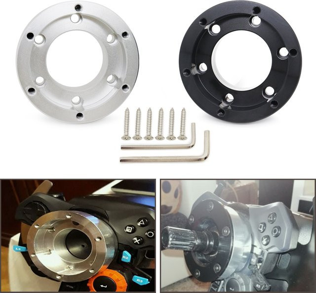 Lenkrad Adapter Platte für Logitech G29 G920 G923 Racing Modifikation in Schwarz und Silber, 70mm PCD - Bild 1