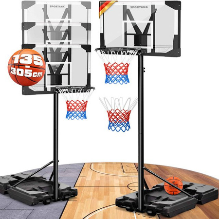 SPORTANA Basketballkorb Outdoor höhenverstellbar mit Ständer und Rollen